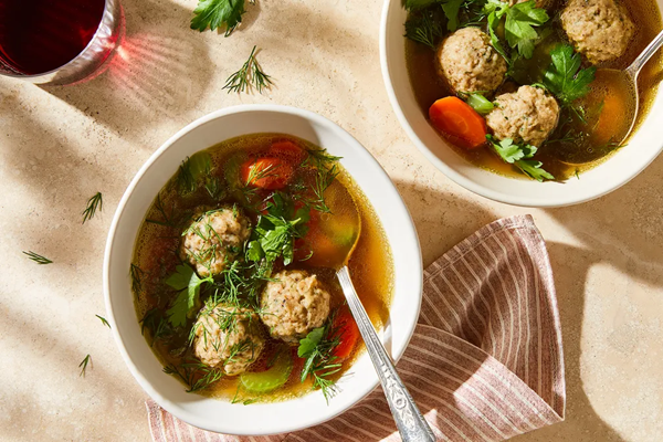 Vegan matzo ball soup