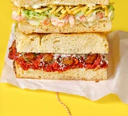 Vegan meatball focaccia subs