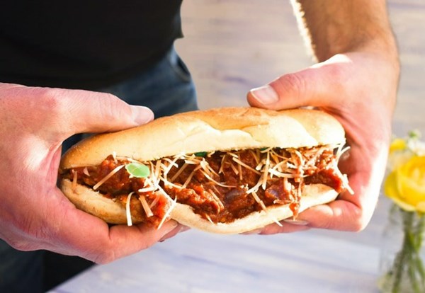 Vegan 'meatball' subs (chickpea 'meatballs)