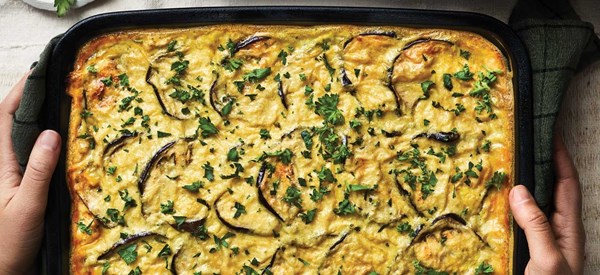 Vegan moussaka [potato cheese sauce]