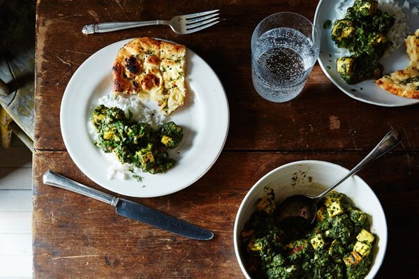 Vegan palak paneer