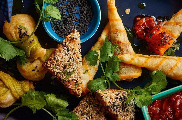 Vegan platter with XO dipping sauce