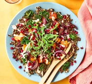 Vegan roast spiced squash salad with tahini dressing