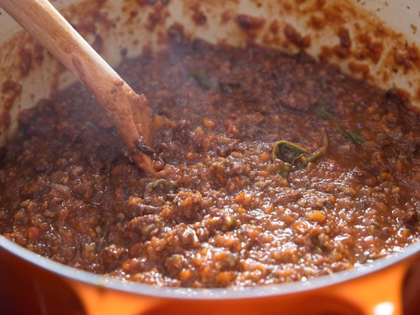 Vegan seitan and mushroom ragù Bolognese