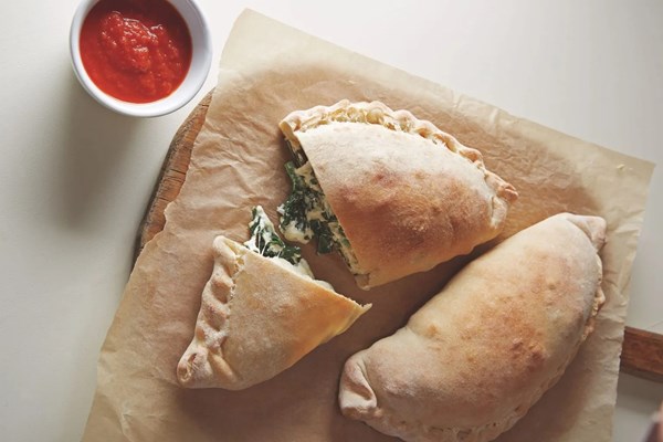 Vegan spinach calzones