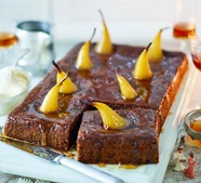 Vegan sticky toffee pear pudding