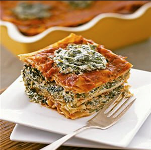 Vegan tofu spinach lasagna