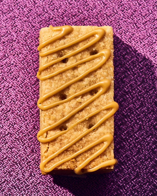 Vegan vanilla oat milk latte shortbread with oat milk espresso drizzle