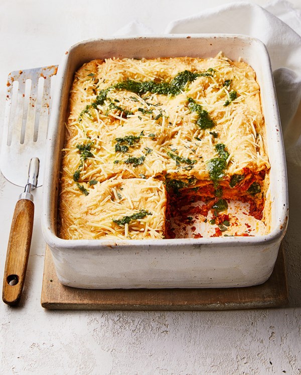 Vegan wild garlic lasagne 