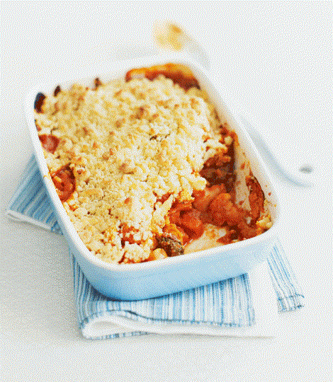 Vegetable and butter bean crumble