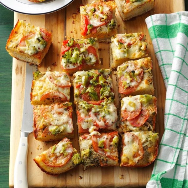 Vegetable and cheese focaccia