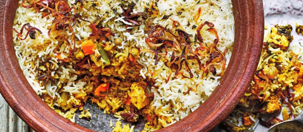 Vegetable and paneer dum biryani