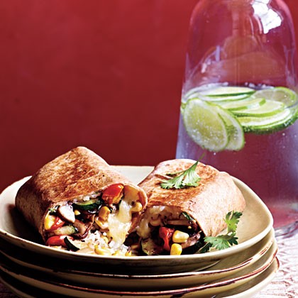 Vegetable and rice burritos with quesadilla cheese