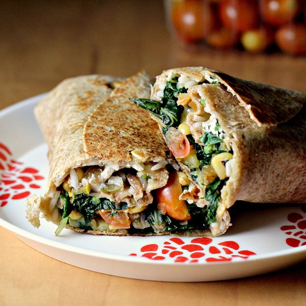 Vegetable and rice burritos with quesadilla cheese