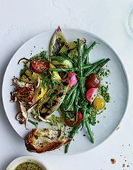 Vegetable bagna cauda with dill oil