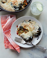 Vegetable chiles rellenos with walnut sauce and cheese
