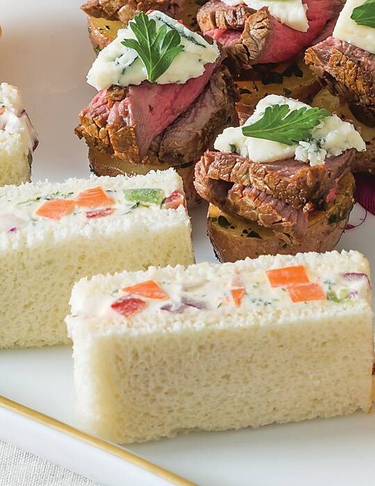 Vegetable-cream cheese tea sandwiches