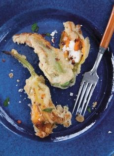 Vegetable fritto misto in tipsy batter with garlic sauce
