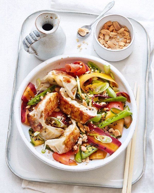 Vegetable gyoza stir-fry