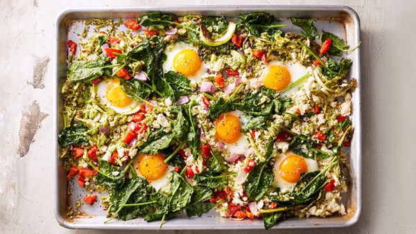 Vegetable hash with eggs