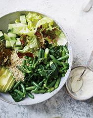 Vegetable quinoa bowls with garlic yogurt