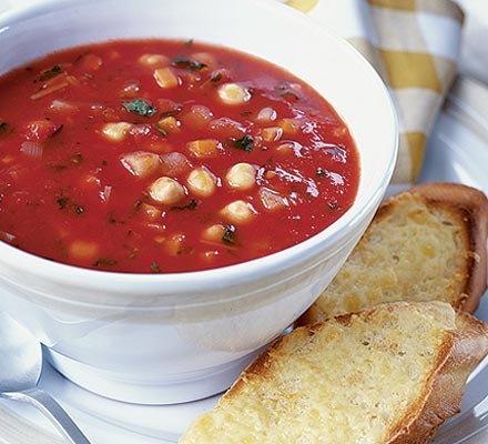 Vegetable soup with cheesy toasts