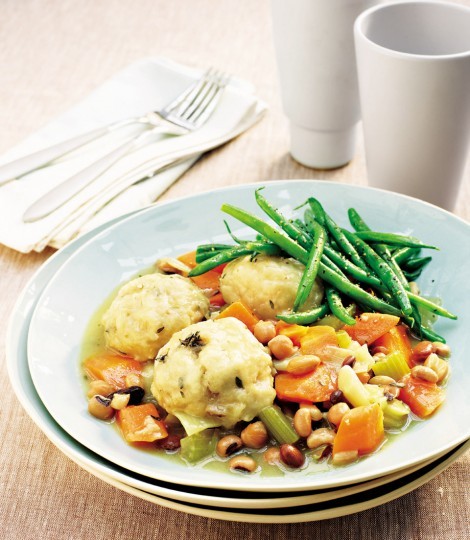 Vegetable stew with herb dumplings