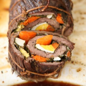 Vegetable-stuffed rolled flank steak (Matambre)