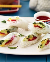 Vegetable summer rolls with chile-lime dipping sauce