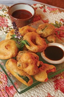 Vegetable tempura with Thai basil