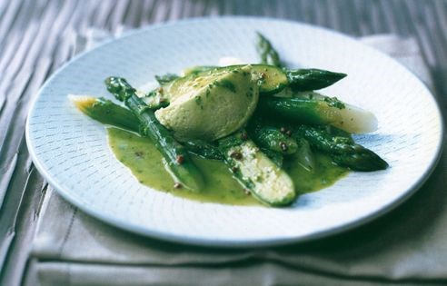 Vegetables à la Grecque with avocado cheese and herb-scented juices