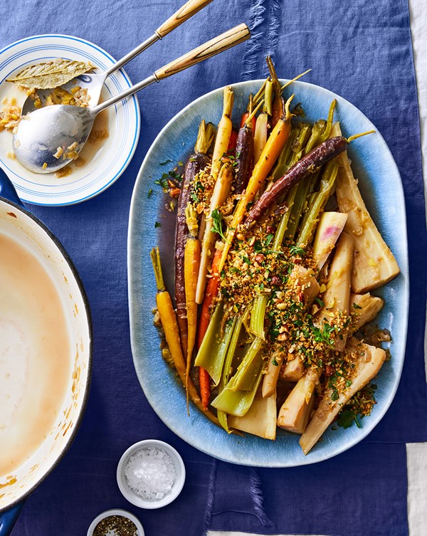 Vegetables and caramelized leeks