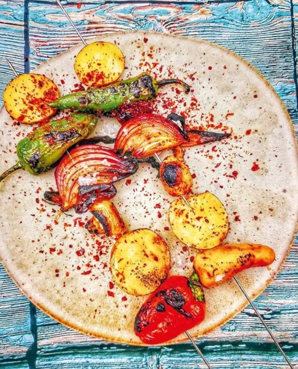 Vegetables in adobo skewers