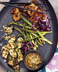 Vegetables with walnut dressing