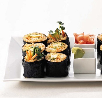 Vegetarian brown rice sushi rolls