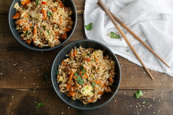 Vegetarian carrot fried brown rice