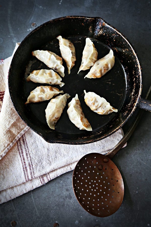 Vegetarian pot sticker with dipping sauce