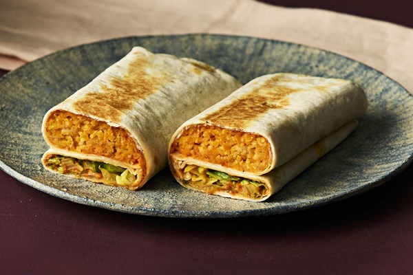 Vegetarian red lentil wraps