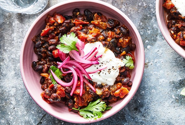 Vegetarian skillet chili [pickled onions]