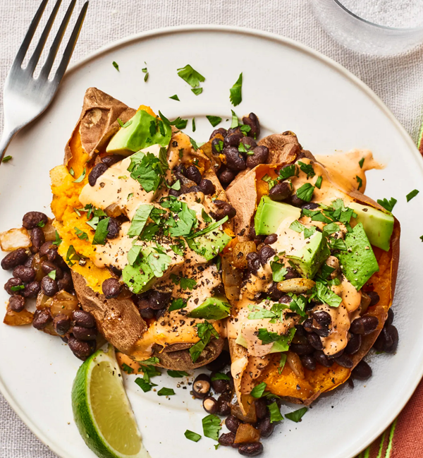 Vegetarian stuffed sweet potatoes