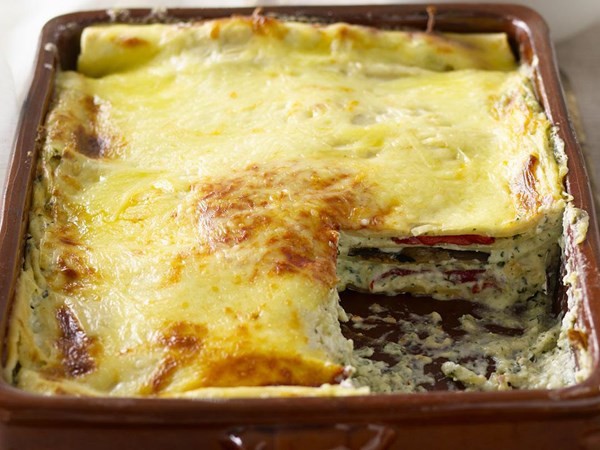 Vegetarian three-cheese lasagne