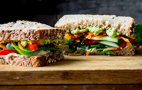 Veggie and hummus sandwich