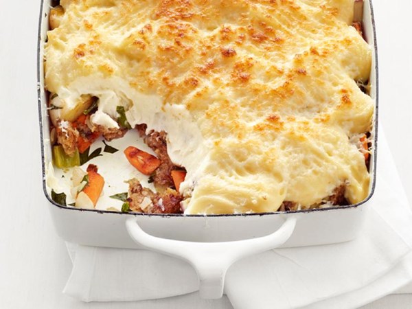Veggie burger shepherd’s pie