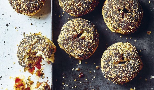 Veggie haggis and chutney-seeded puffs