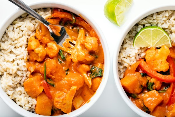 Veggie-loaded red curry