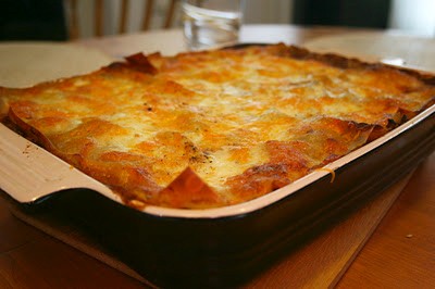Veggie mince lasagne with a mustard cheese sauce