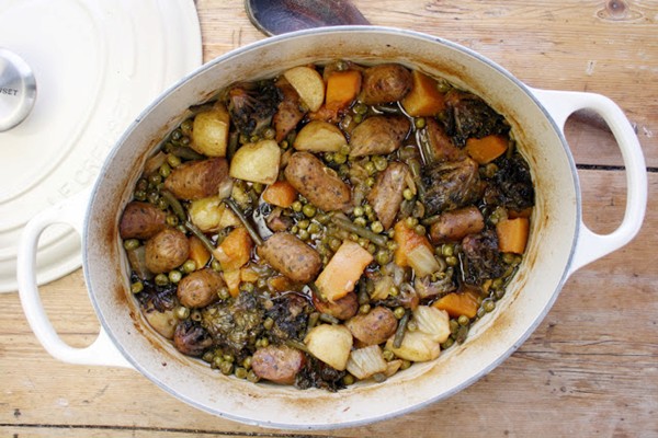 Veggie sausage, butternut squash and kale cajun stew