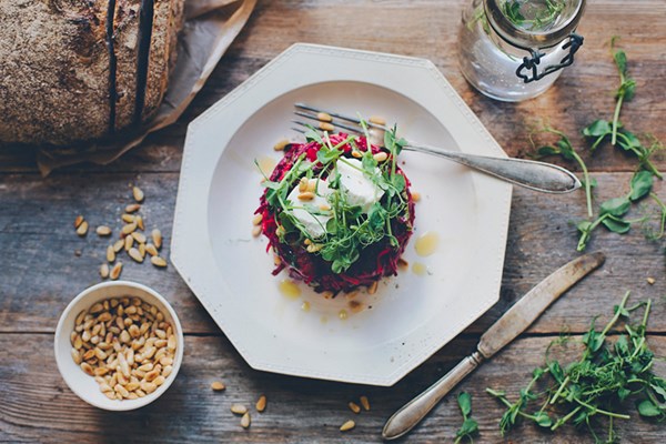 Veggie tower (also known as upside-down beet salad)