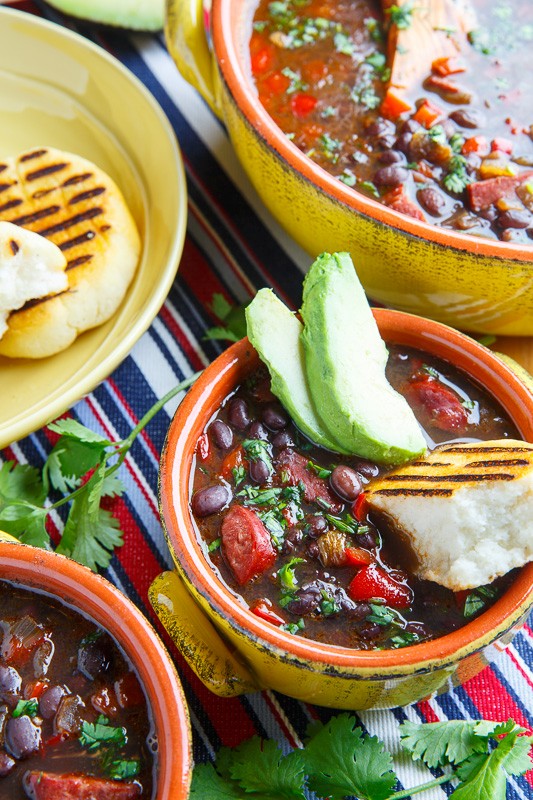 Venezuelan black bean and chorizo soup