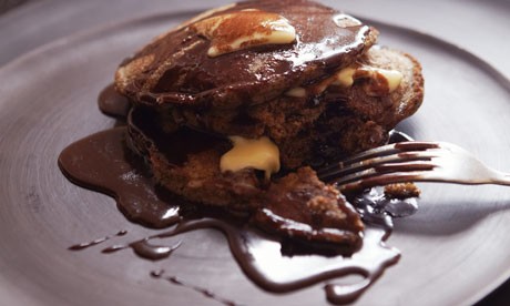Venezuelan chocolate pancakes with chocolate maple syrup